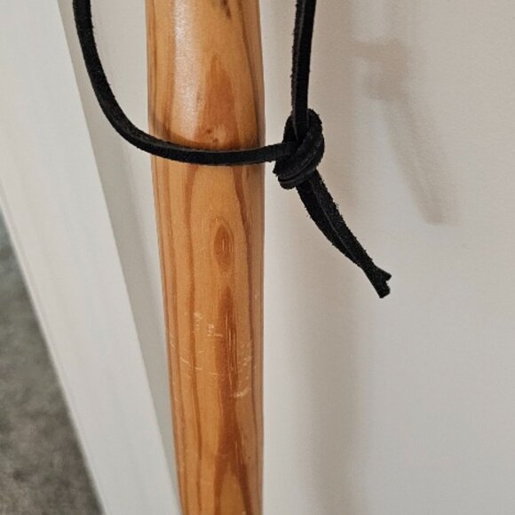 4 Foot 48" Solid Wood Walking Hiking Stick with Leather Wrist Wrap - Picture 3 of 5